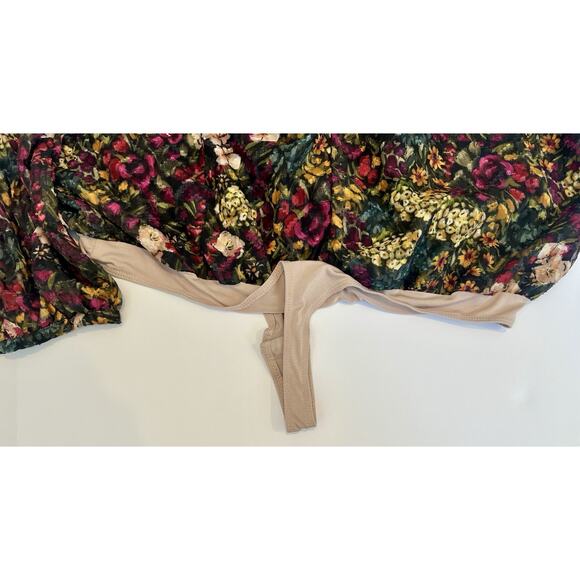 Amanda Uprichard Revolve Hera Floral deep V Romantic Thong Bodysuit Sz XL - Picture 8 of 12